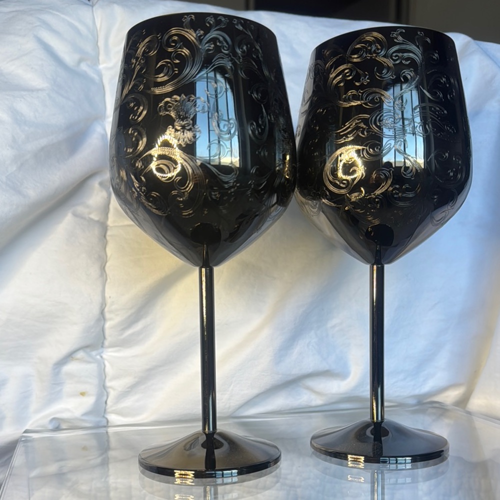 Elegant Pewter colored  Wine Glasses